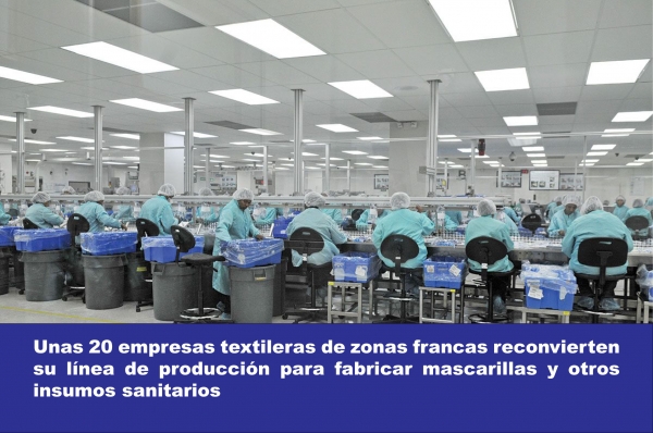 Unas 20 empresas textileras de zonas francas reconvierten producción para fabricar mascarillas y dispositivos médicos