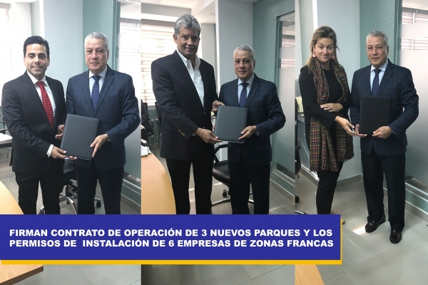 Firman contrato de operación de 3 nuevos parques y los permisos de  instalación de 6 empresas de zonas francas