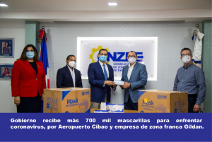 Gobierno recibe más 700 mil mascarillas para enfrentar coronavirus, por Aeropuerto Cibao y empresa de zona franca Gildan